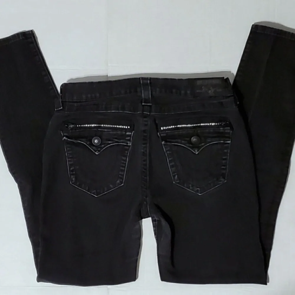 True Religion Jeans Skinny Black with Crystal Zipper Size 32